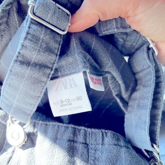 Zara overall shorts 9-12 M unisex navy with stripes - Picture 3 of 4